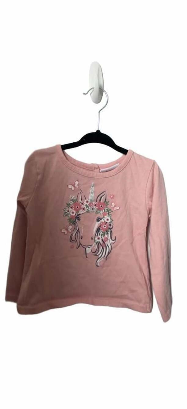 Little Lass Toddler Girls Long Sleeve Pink Unicorn T-Shirt Size 4T_K0051